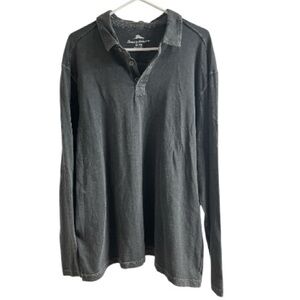 Tommy Bahama Charcoal Long Sleeve Polo Shirt Size XL‎